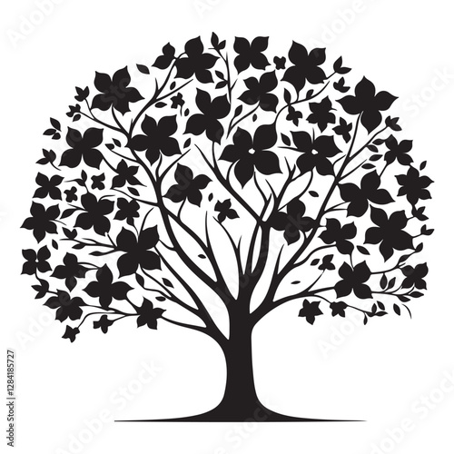 Dogwood Tree Silhouette - Dogwood Vector - Dogwood Illustration - Minimalist Dogwood Shape - Dogwood Tree Outline - Dogwood Icon
