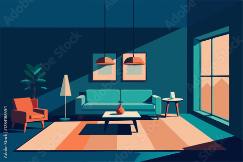 modern living room with a window