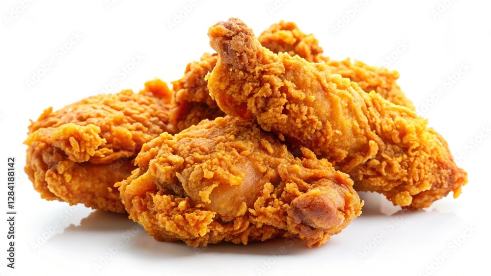 Crispy and crunchy fried chicken isolated on white background. perfect for photo illustration, design element, or any commercial purposes.
Crispy and crunchy fried chicken isolated on white background. perfect for photo illustration, design element, or any commercial purposes.