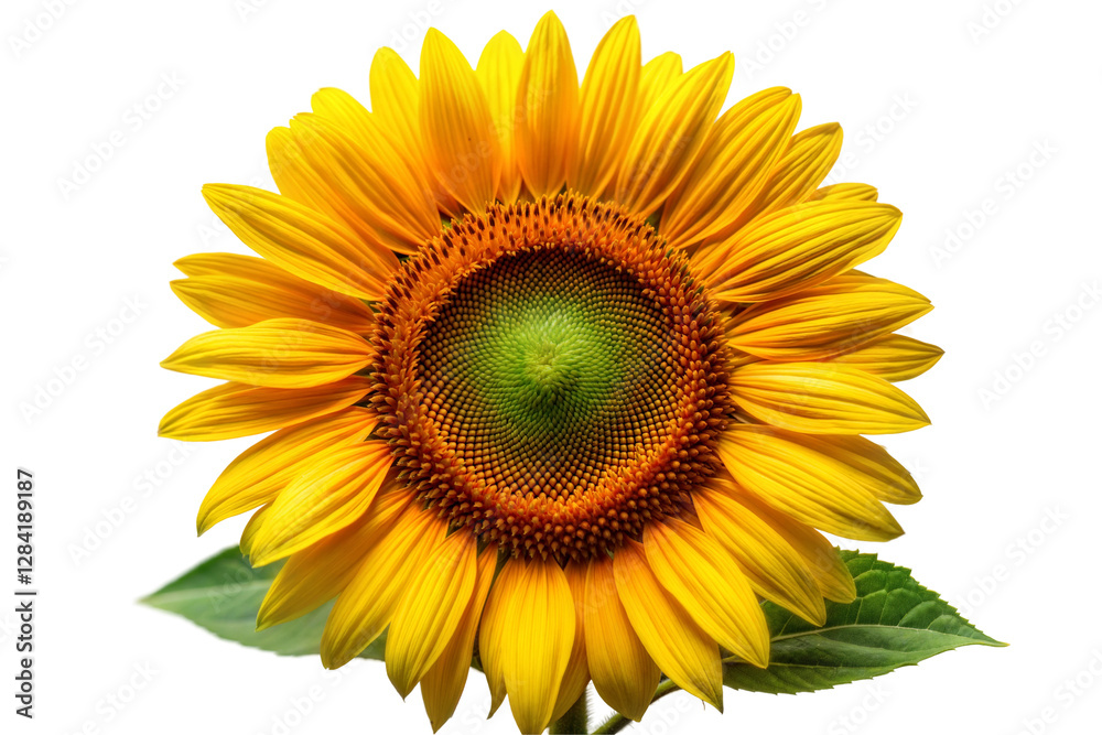 Fototapeta premium Bright Sunflower with Detailed Petals and Vibrant Yellow Center on a Transparent Background