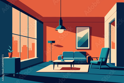 modern living room with fireplace