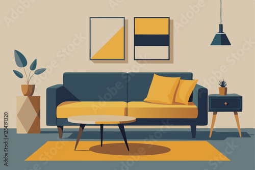 living room interior with sofa