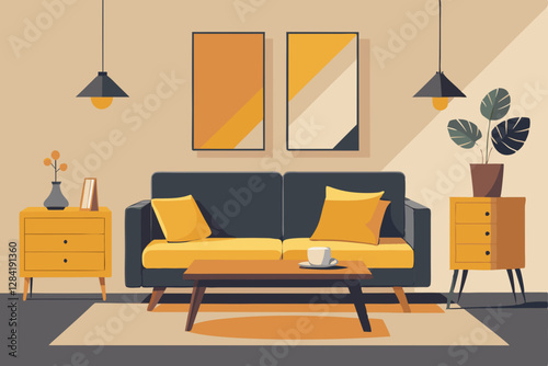 living room interior with sofa