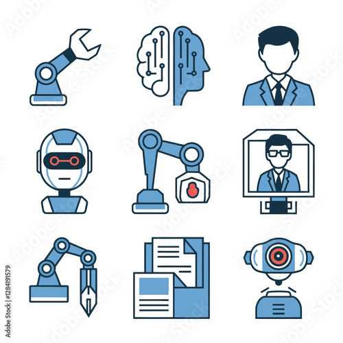 vector Artificial Intelligence model Robot  with ai info-graph design help in business
