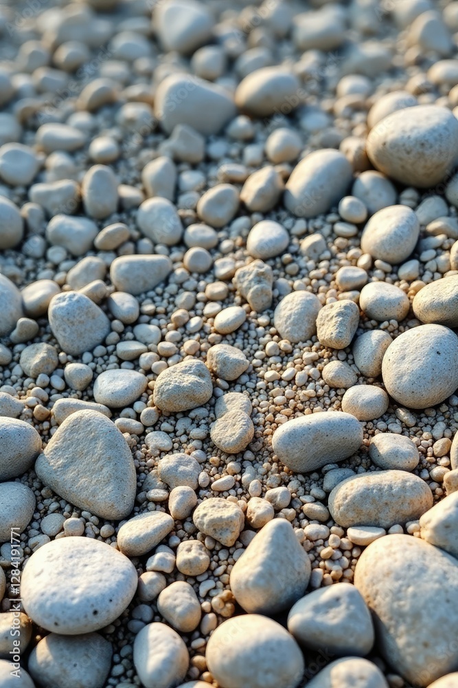 Rounded gravel and pebbles embedded in calcium carbonate cement, conglomerate rock, sedimentary rocks Rounded gravel and pebbles embedded in calcium carbonate cement, conglomerate rock, sedimentary rocks