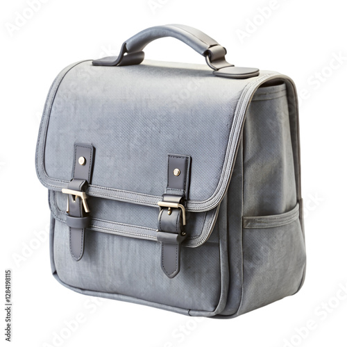 Grey school bag isolated on transparent background
