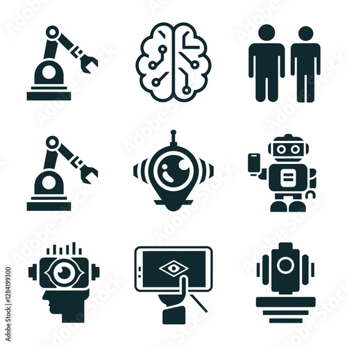 vector Artificial Intelligence model Robot  with ai info-graph design help in business
