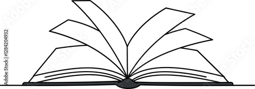 Open book with pages fanned out in a simple, minimal design showcasing the beauty of reading in vector art