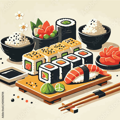 seafood, sushi, gourmet, fresh, delicious, rice, food, traditional, fish, japanese, cuisine, sashimi, maki, asian, tasty, culinary, healthy, salmon, roll, lunch, japan, seaweed, restaurant, dinner, as