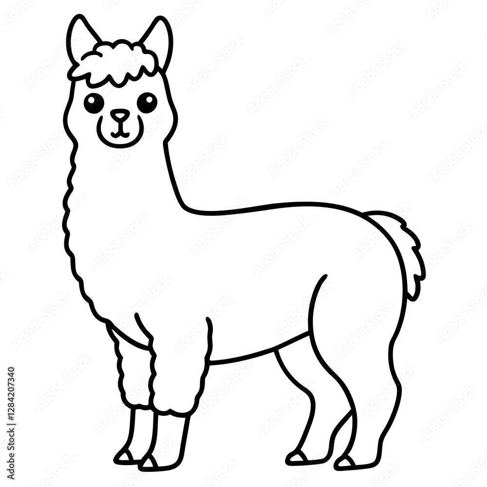 Modern Alpaca Outline Design Modern Alpaca Outline Design