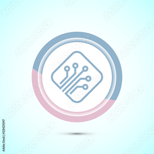 Fiber optic cable icon design illustration. Electric wire sign, digital internet, Red color button design