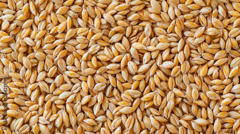 Close-up of wheat grains with natural texture and dried seeds in a heap Close-up of wheat grains with natural texture and dried seeds in a heap