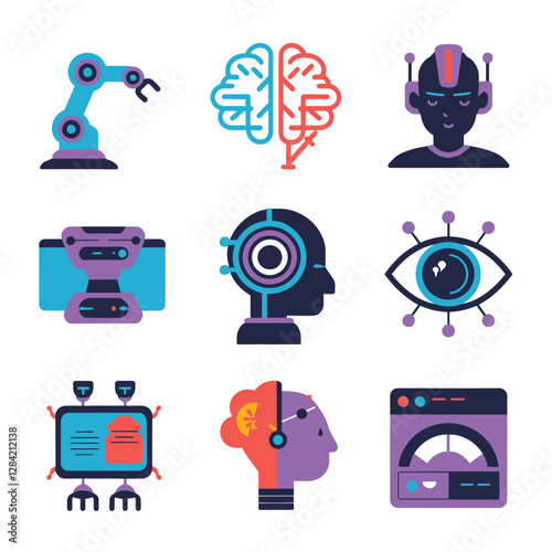 vector Artificial Intelligence model Robot  with ai info-graph design help in business
