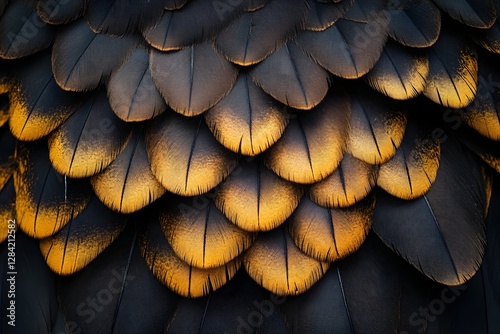 Exquisite Layered Eagle Feathers Macro with Defined Edges and Warm Tones photo