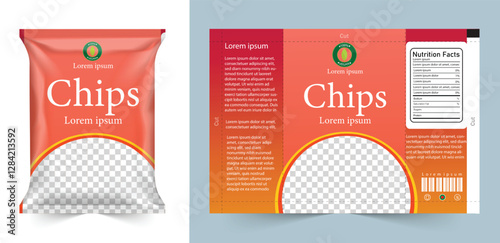 Food packaging design, Chips logo and packet wrap label design editable vector file elegant and corporate professional business chips packaging or chips label..