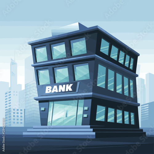 vector colorful economy trading graph cash money linked with curved dash line over the world bank 
