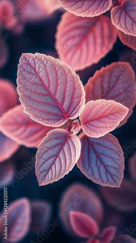 Delicate Pink Leaves With Intricate Patterns Observed in Natural Light