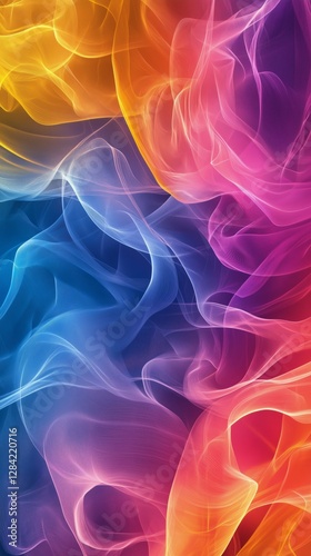 Colorful Abstract Fabric Waves Blending Together in Vibrant Hues at Twilight