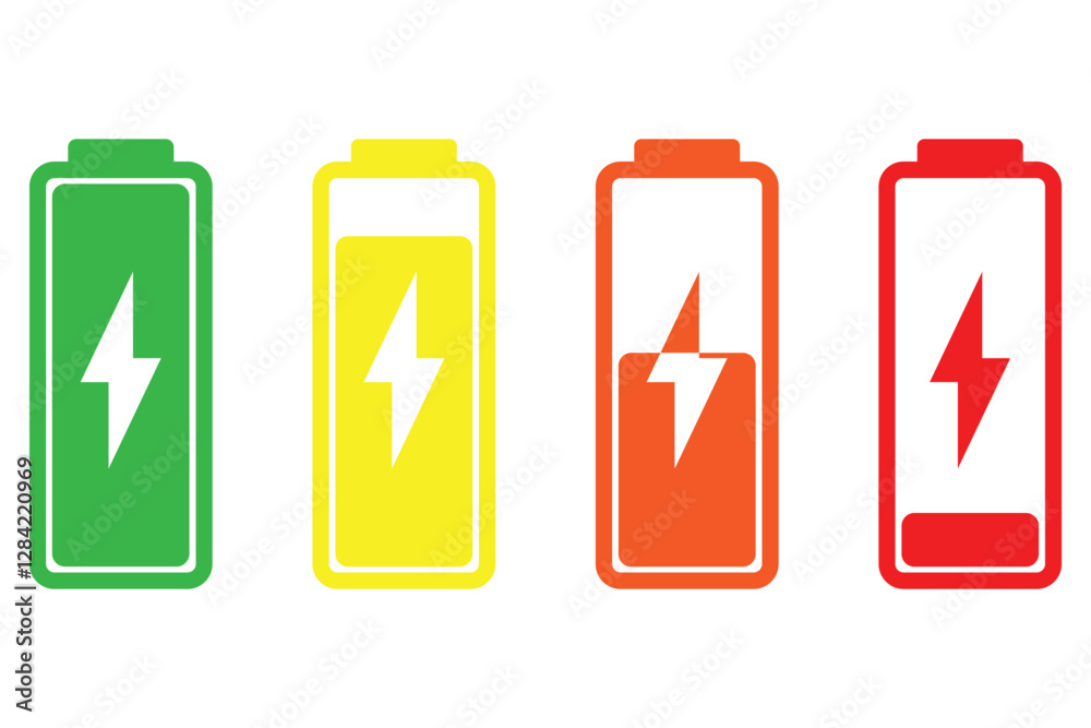 Battery charge level indicator. Charge battery level icon, vector illustration eps 888.