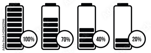 Battery icon set. battery charge level. battery Charging icon. eps 888