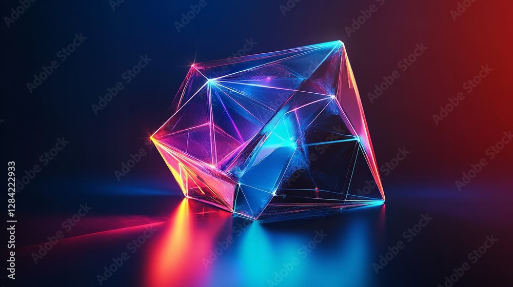 Abstract AI Neon Geometric Structures: Cyberspace Digital Art, Futuristic Technology Background, Vibrant Low Poly Abstract AI Neon Geometric Structures: Cyberspace Digital Art, Futuristic Technology Background, Vibrant Low Poly
