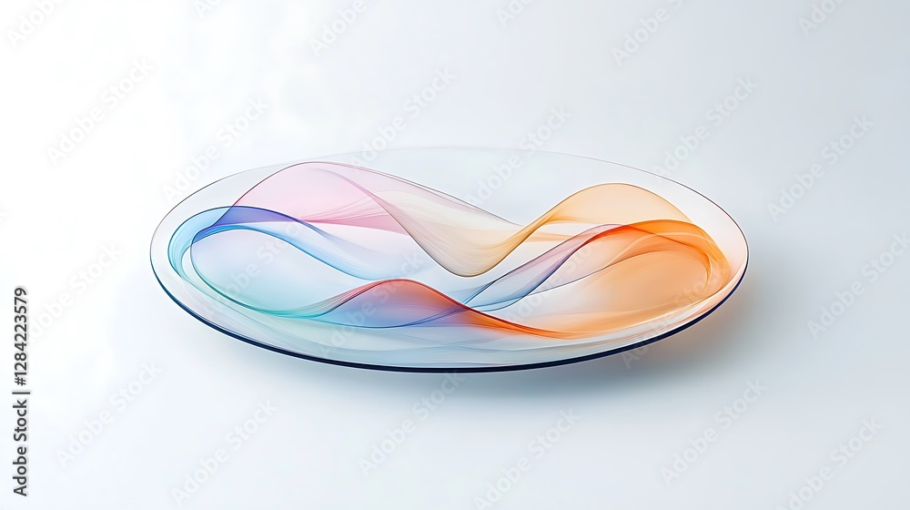 Naklejka premium Abstract Glass Platter: Pastel Wave Design on a Clean Background AI Generated
