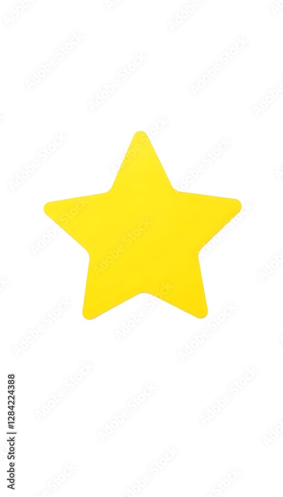Yellow Star-Shaped Sticker on White Background Yellow Star-Shaped Sticker on White Background