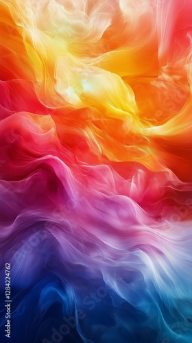 Colorful Abstract Fabric Waves Blending Together in Vibrant Hues at Twilight