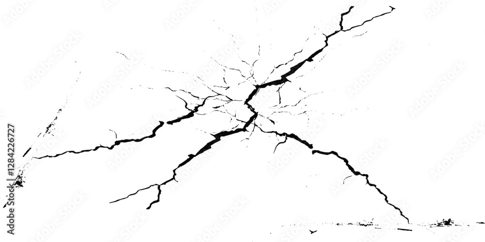 Obraz premium Crack vector background. Grunge urban graphic elements of rough surface. 