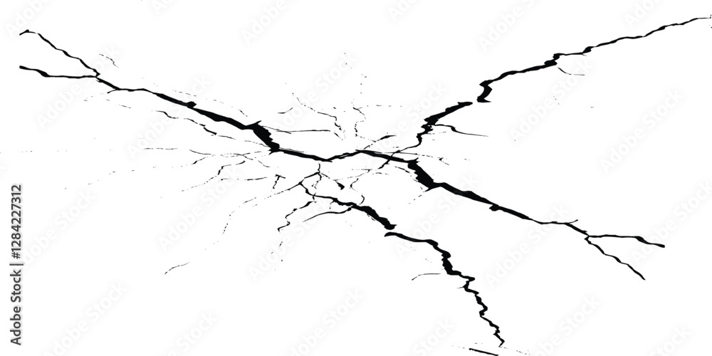 Obraz premium Crack vector background. Grunge urban graphic elements of rough surface.