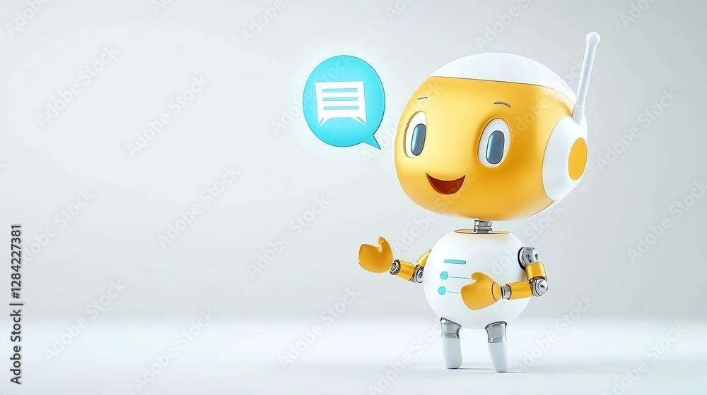Obraz premium AI-driven chatbot assistance, futuristic customer support, digital conversation bubbles, 3D illustration