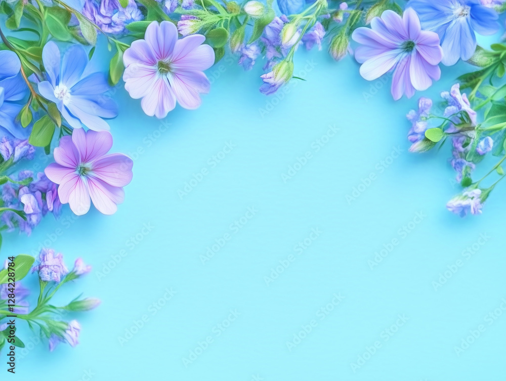 Beautiful spring flowers. flower background with copy space. light blue background. Valentine's Day, Easter, Birthday, Happy Women's Day, Mother's Day. Flat lay, top view, Beautiful spring flowers. flower background with copy space. light blue background. Valentine's Day, Easter, Birthday, Happy Women's Day, Mother's Day. Flat lay, top view,