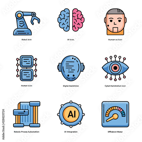 vector Artificial Intelligence model Robot  with ai info-graph design help in business
