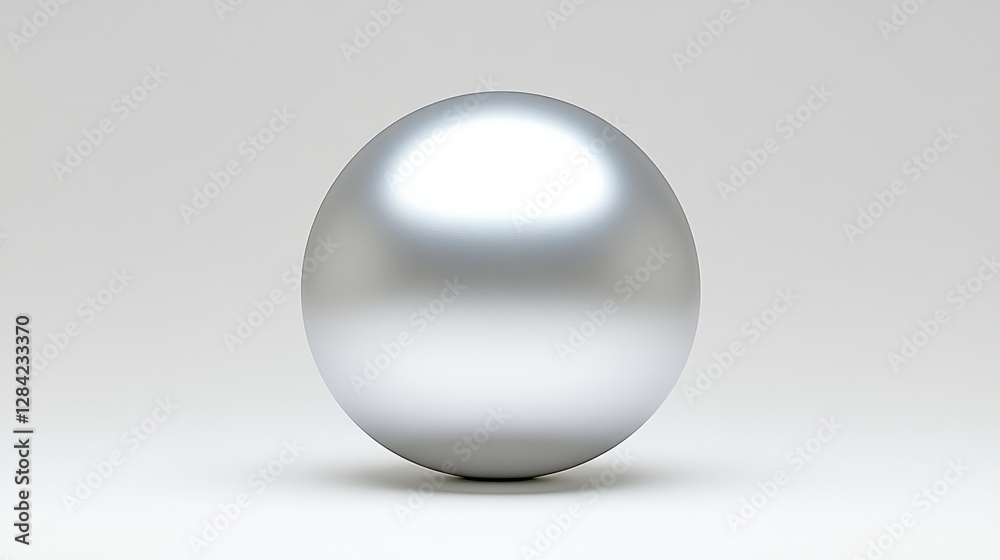 Obraz premium Metallic Chrome Sphere Orb Shining With Gray Smooth Surface and Simple Background