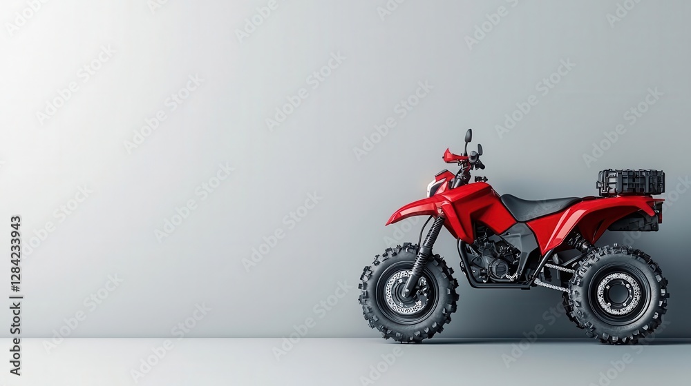 Quad bike with integrated winch and tow hooks, isolated, heavyduty support Quad bike with integrated winch and tow hooks, isolated, heavyduty support