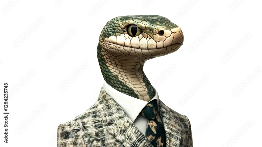 Fototapeta premium Lizard in suit poses for a portrait