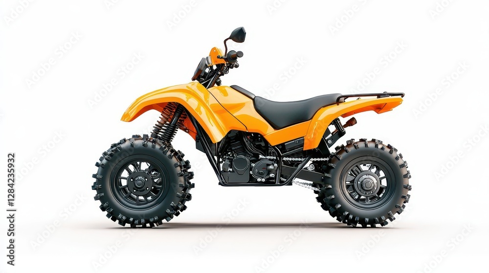 Mudracing quad bike with raised snorkel exhaust, isolated, swampready machine Mudracing quad bike with raised snorkel exhaust, isolated, swampready machine