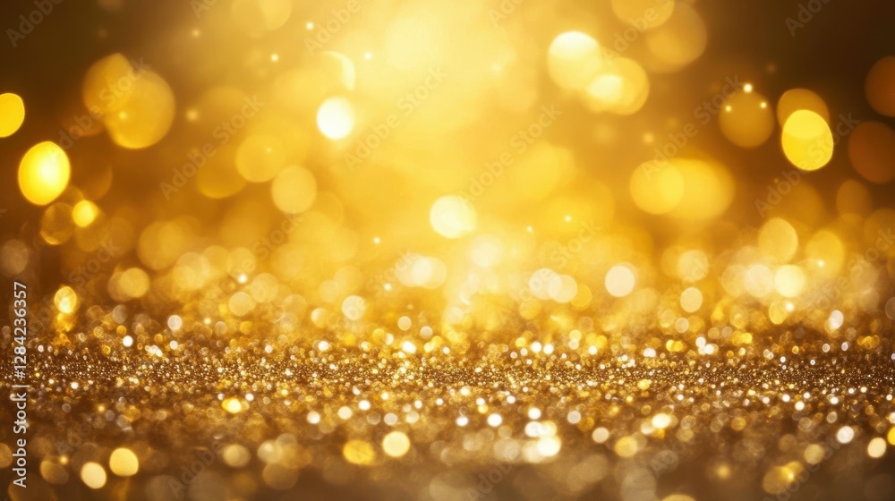 Golden bokeh background with sparkling lights and warm glow Golden bokeh background with sparkling lights and warm glow