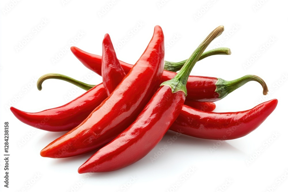 A cluster of vibrant red chili peppers A cluster of vibrant red chili peppers