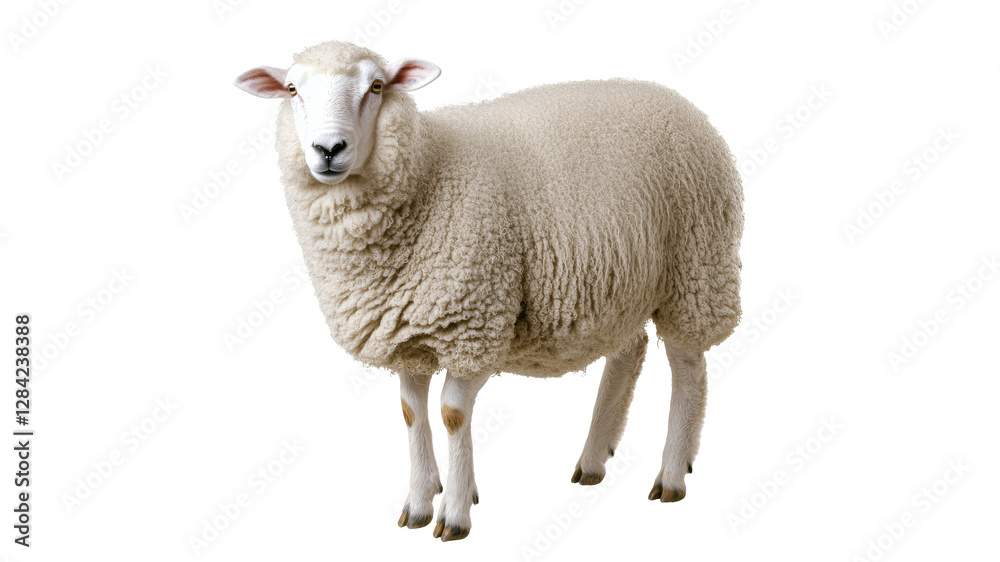 Sheep on white backdrop in studio light Sheep on white backdrop in studio light
