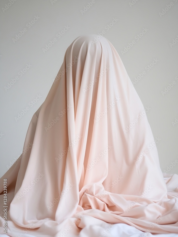 Artistic representation of a figure draped in soft fabric creating a mysterious and surreal ambiance : Generative AI Artistic representation of a figure draped in soft fabric creating a mysterious and surreal ambiance : Generative AI
