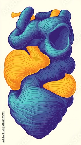 Abstract heart, blue gold, art