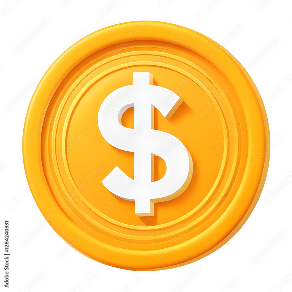 Fototapeta premium Coin With Bold Dollar Sign on a Transparent Background