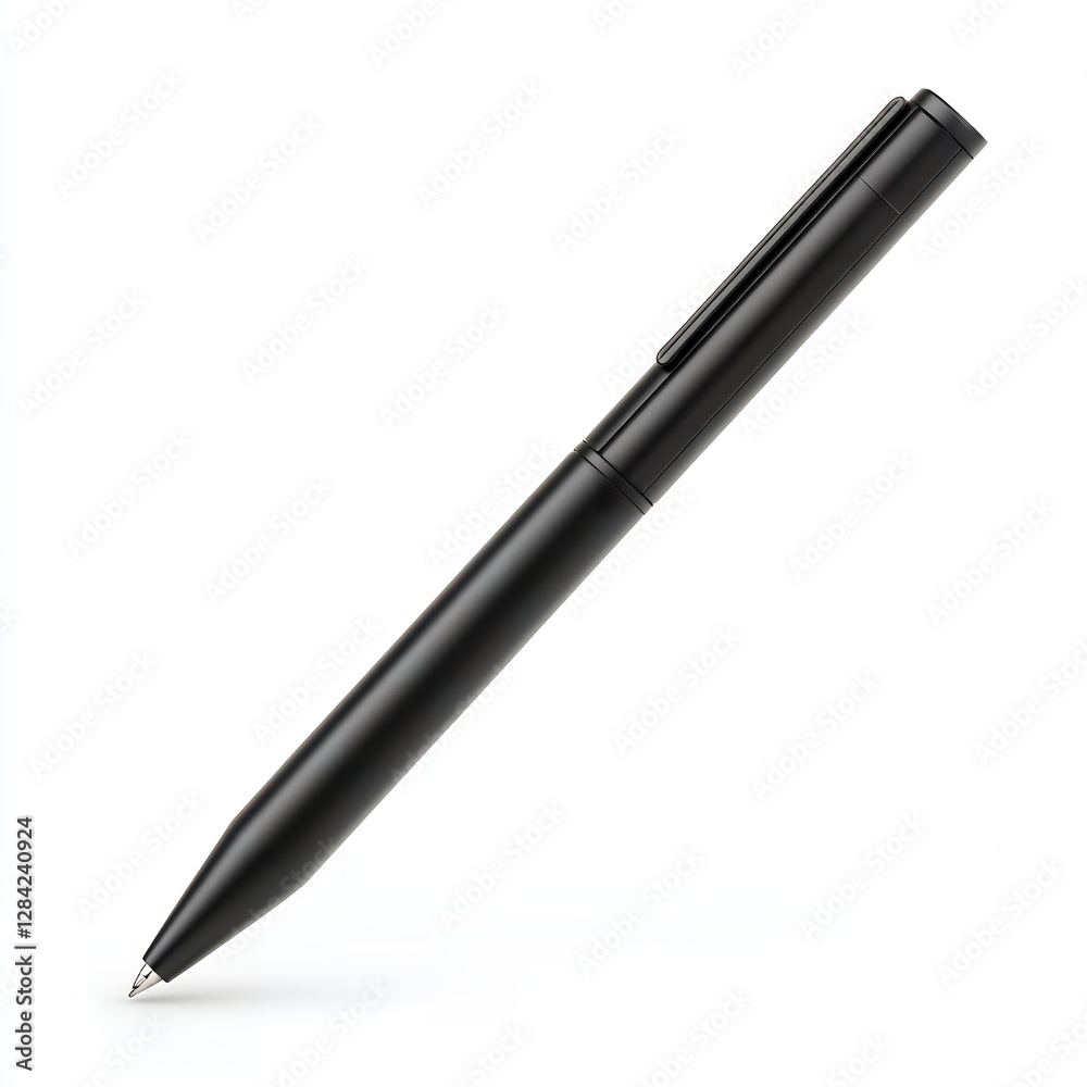 Elegant Black Ballpoint Pen Isolated on White Background Professional Office Stationery Supply Elegant Black Ballpoint Pen Isolated on White Background Professional Office Stationery Supply