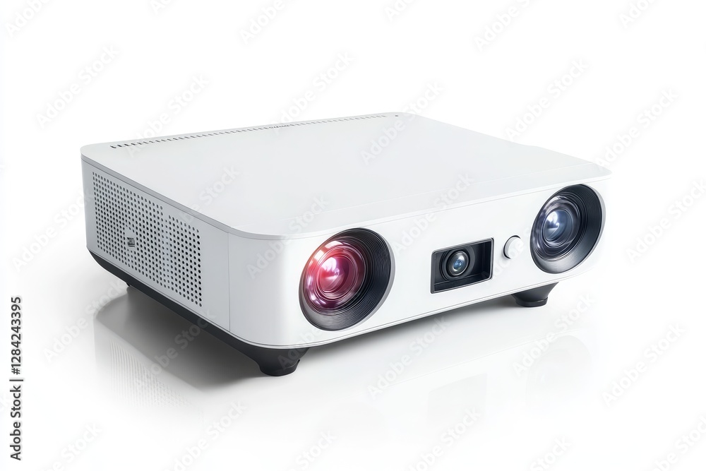 Modern White Projector Device With Dual Lenses Modern White Projector Device With Dual Lenses