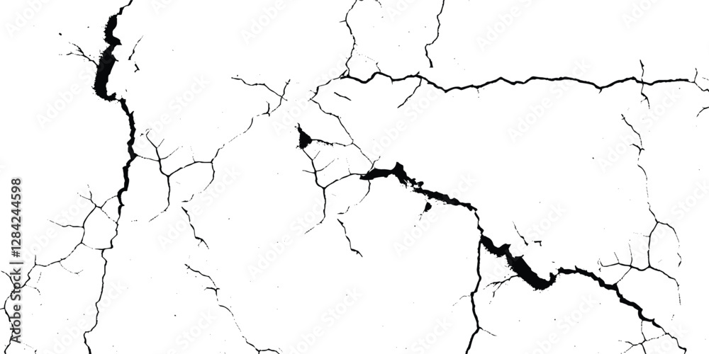 Cracked Ground Abstract Texture on White BackgrounD. Cracked Ground Abstract Texture on White BackgrounD.