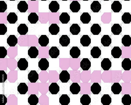 Abstract pink black hexagons pattern