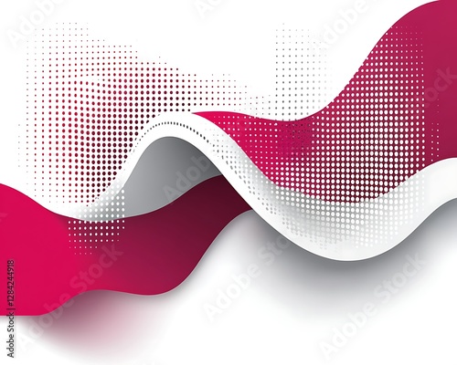 Abstract pink waves, white background, design