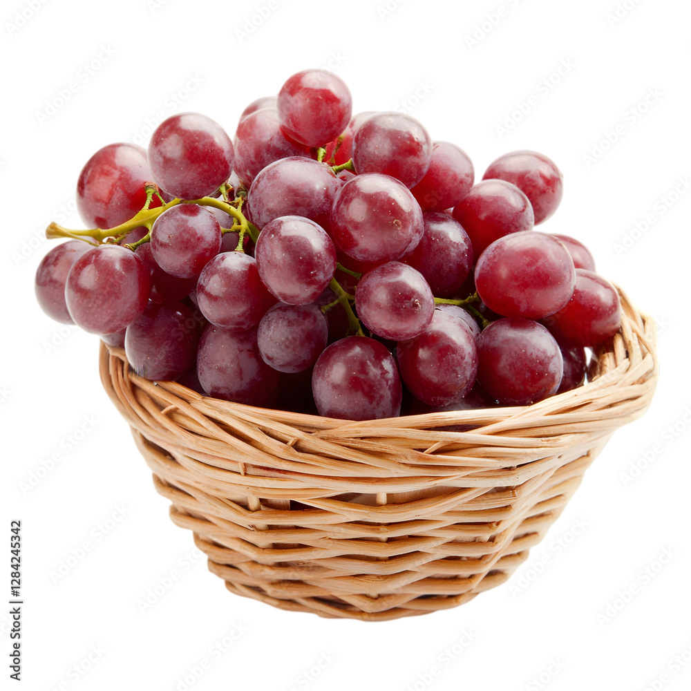 Fresh Red Grapes in Wicker Basket Healthy Fruit Produce Food Photography Fresh Red Grapes in Wicker Basket Healthy Fruit Produce Food Photography
