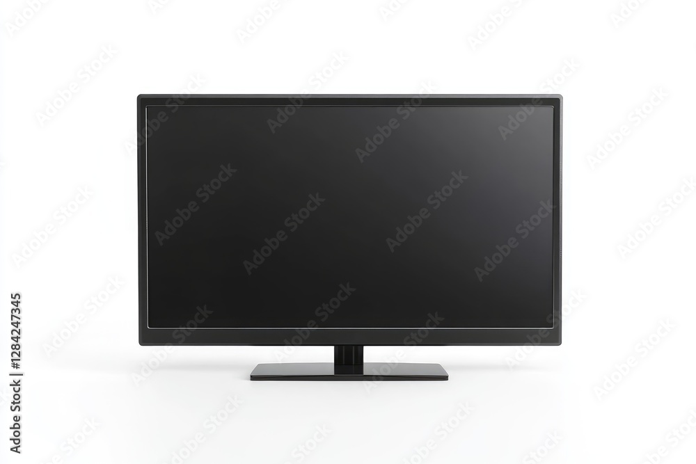 Modern Black Television Screen Displaying Blank Screen Modern Black Television Screen Displaying Blank Screen
